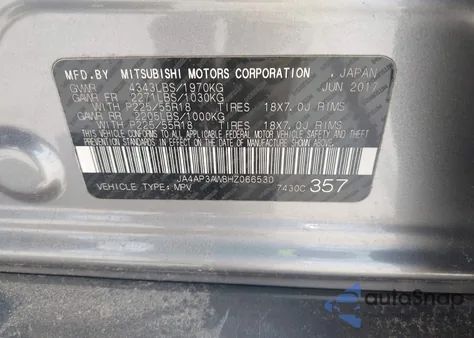 2017 Mitsubishi Outlander Sport 2.4 Se z USA, uszkodzony, nr VIN JA4AP3AW8HZ066530